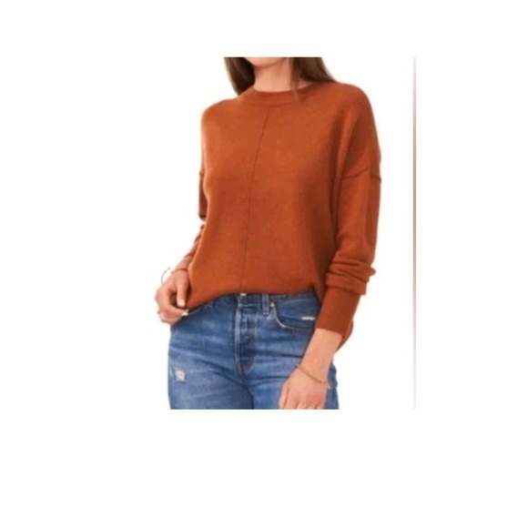 Vince Camuto Womens Medium Burnt Orange Crewneck Sweater drop shoulder Boho Cozy - Picture 1 of 10